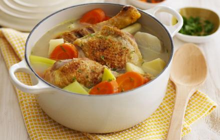 Mijoté de légumes d’hiver et poulet rôti