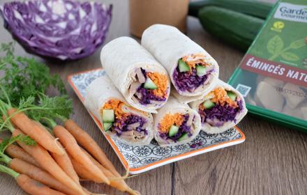 Wraps aux Emincés carottes chou rouge et fromage ail et fines herbes
