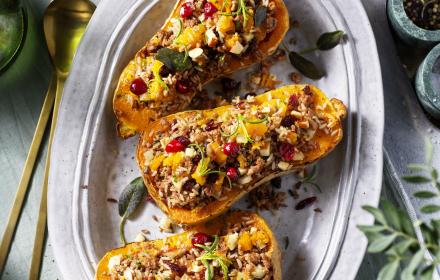 Potiron Butternut Farci avec Haché Végétalien