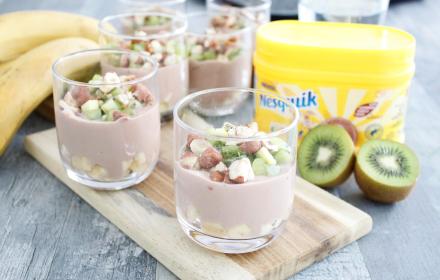 Verrine Nesquik kiwis bananes noisettes