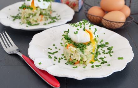 Risotto primavera et oeuf poché