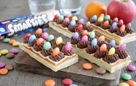 Gaufres au chocolat et Smarties