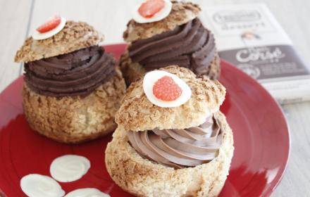 Cream puffs ganache chocolat corsé and praliné