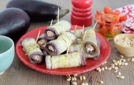Rouleaux d'aubergine au fromage frais