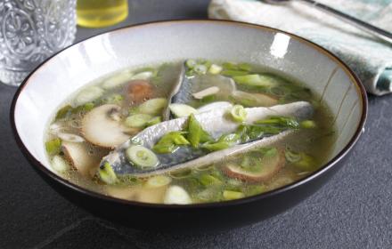 Filet de maquereaux et bouillon aux champignons