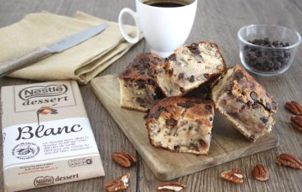 Brownie chocolat blanc et pépites chocolat noir