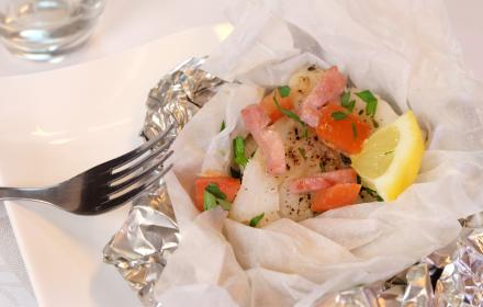 Papillotes de cabillaud aux lardons