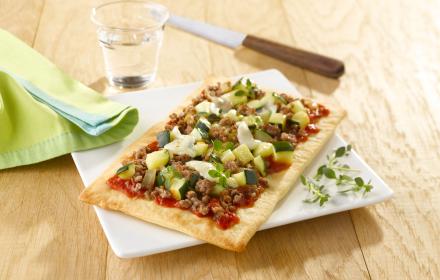 Pizza boeuf haché, courgette, mozzarella