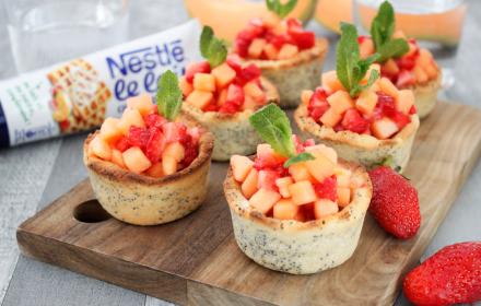 Cups sablées pavot fraises melon