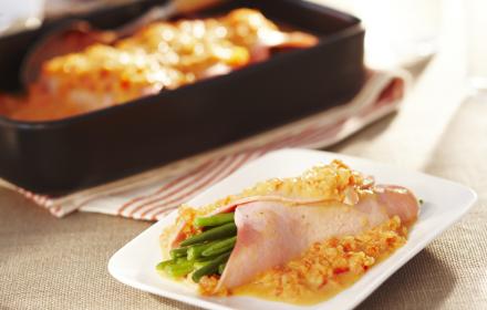 Roulés de jambon aux haricots verts