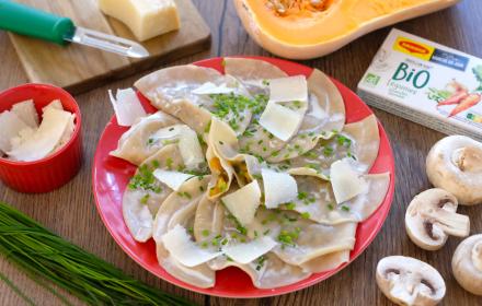 Ravioles butternut champignons