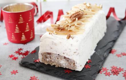 Bûche glacée noix de pecan et Lait concentré Sucré