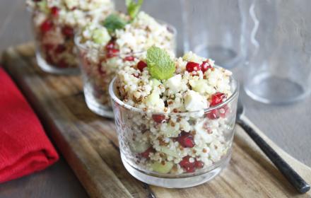 Salade quinoa feta grenade menthe