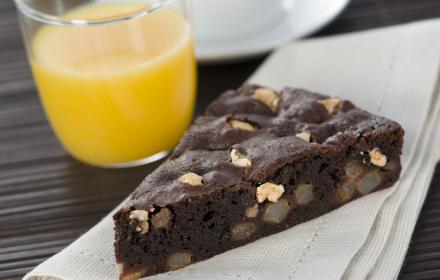 Moelleux au chocolat aux poires et nougat