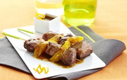 Brochettes de canard à l'orange 2 personnes