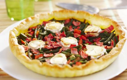 Tarte au jambon et haricots verts et fromage de chèvre