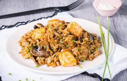 Risotto au saumon et champignons Cookeo