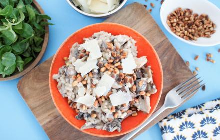 Risotto aux champignons, pignons et parmesan