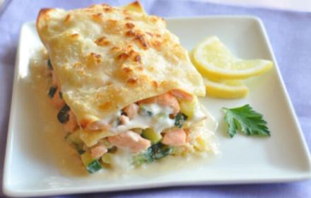 Lasagnes courgettes, saumon, citron