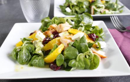 Salade mâche orange et saumon
