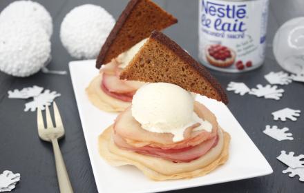 Tartelettes fines aux pommes confiture de lait pomme et glace vanille
