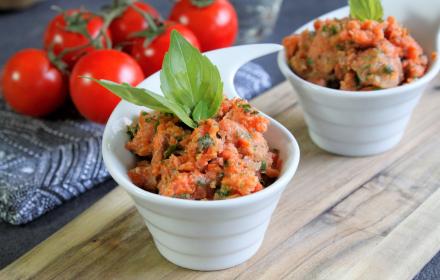 Granité de tomates et basilic