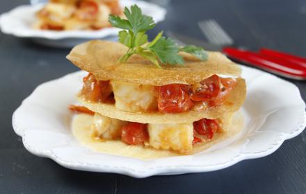 Millefeuilles de cabillaud et tomates