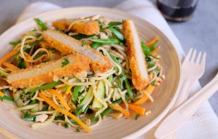 Escalope de soja et wok de légumes