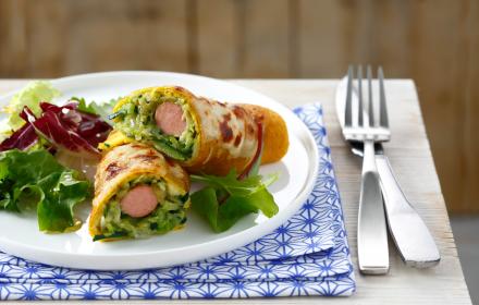 Crêpes Knacki courgettes