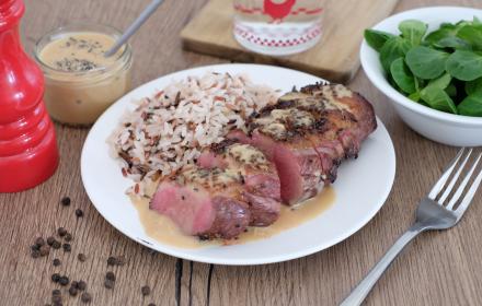 Magret de canard sauce crème poivre