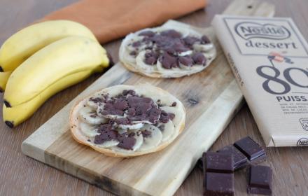 Tartelettes fines et croustillantes banane et chocolat 80%