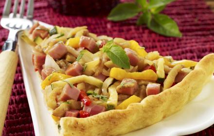 Tarte aux légumes marinés et dés de jambon