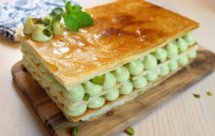 Millefeuilles poires, citron pistaches