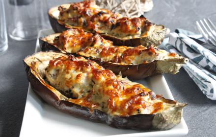 Aubergines farcies poulet mozzarella