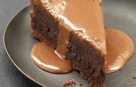 Fondant au chocolat, sauce caramel