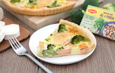Quiche saumon brocoli chèvre