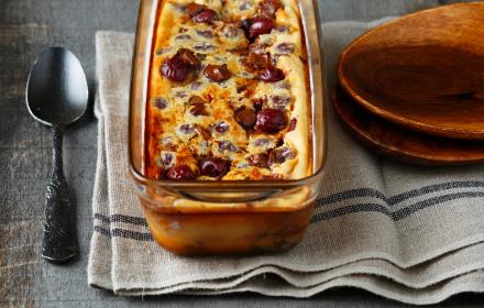 Clafoutis au chocolat et griottes