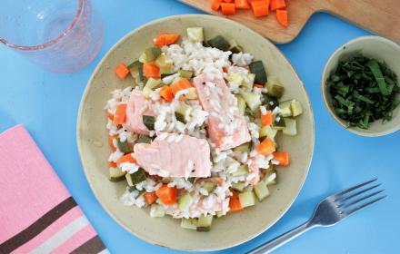 Risotto crémeux au saumon