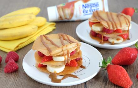 Millefeuilles aux fruits sauce caramel
