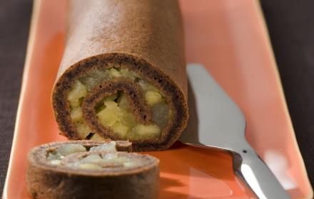 Roule au chocolat et compotee tiede de fruits (pas avant novembre 2007)