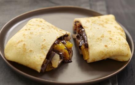 Carré de crèpes aux poires chocolat et orange
