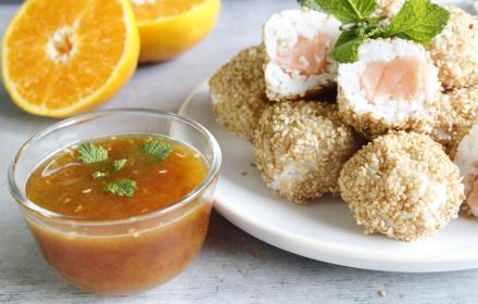 Bouchées de riz saumon et sésame