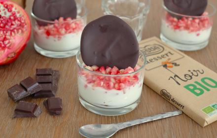 Verrine grenade chocolat noir bio