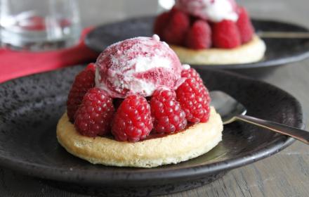 Genoise moelleuse chocolat framboises et glace façon vacherin fruits rouges Genoise moelleuse chocolat framboises et glace façon vacherin fruits rouges