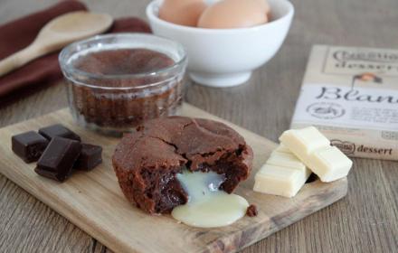 Coeurs coulants aux 2 chocolats