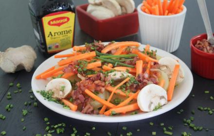 Salade de légumes d'automne et vinaigrette gingembre et noix