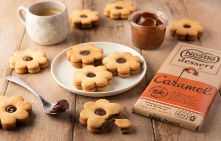 Sablés fleur cœur chocolat caramel