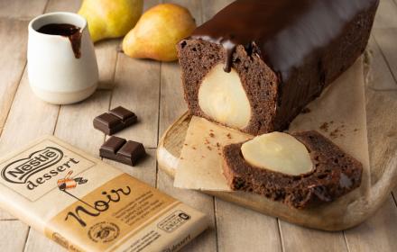 Cake poire chocolat ganache chocolat