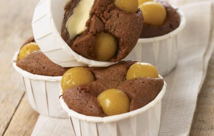 Mini muffins chocolat mirabelles coeur blanc