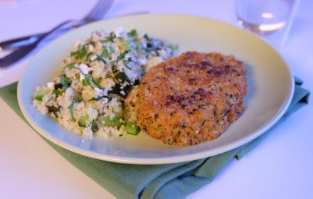 Pavés courgette, taboulé courgette poivron et feta